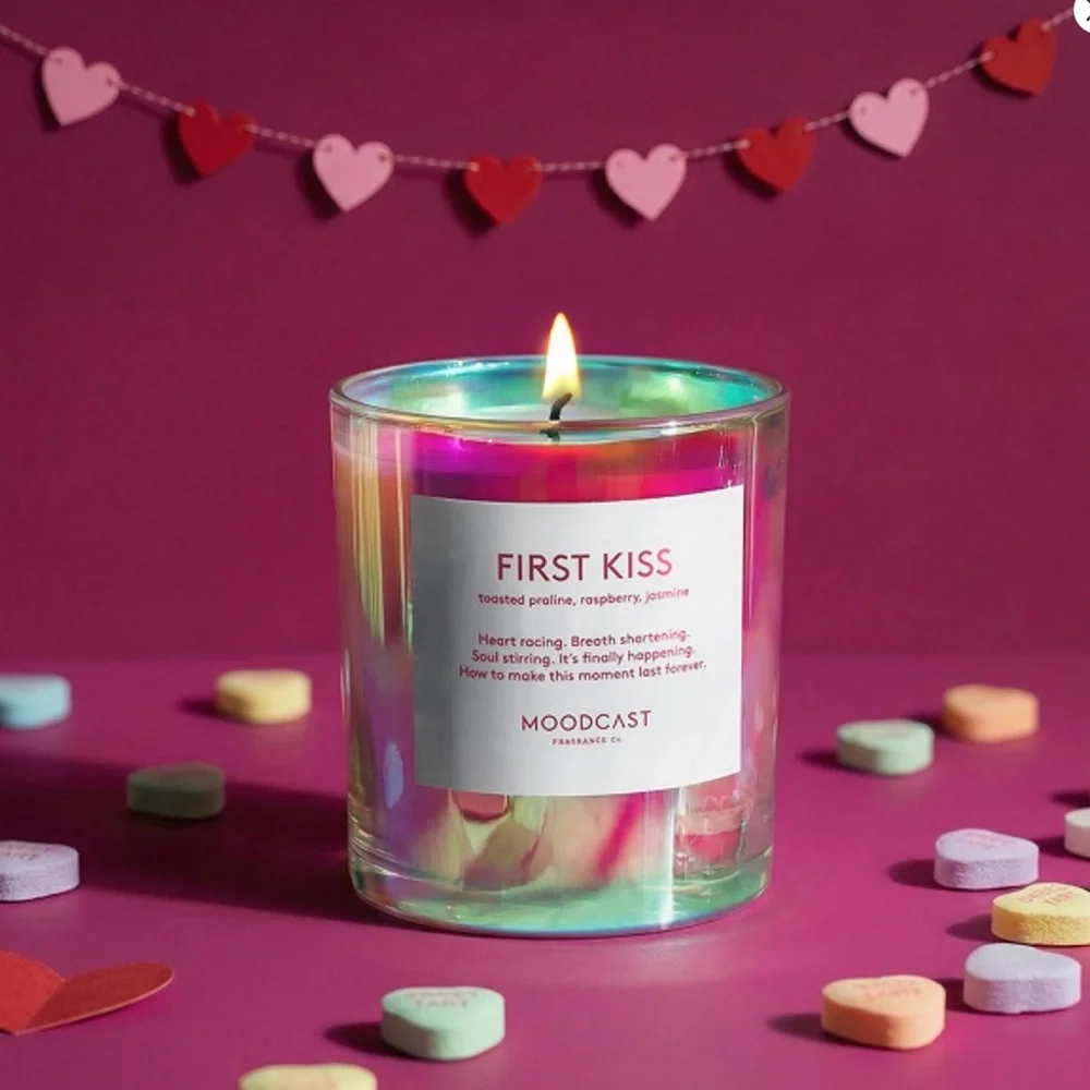New! Moodcast Fragrance Co. “First Kiss” Candle
